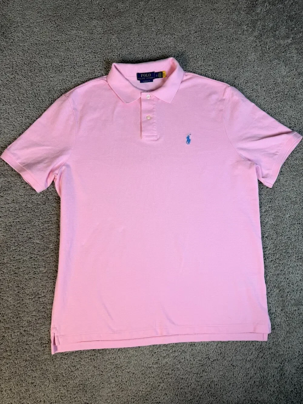 Polo Ralph Lauren Polo Shirt Mens L Pink 100% Cotton Classic Fit Collared